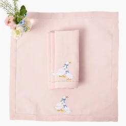 Mrs. Alice Lucy Goose Pink Linen Napkins (Set of 4)< Napkins