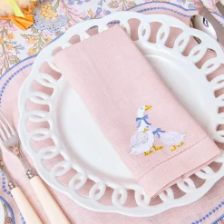 Mrs. Alice Lucy Goose Pink Linen Napkins (Set of 4)< Napkins