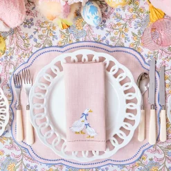 Mrs. Alice Lucy Goose Pink Linen Napkins (Set of 4)< Napkins
