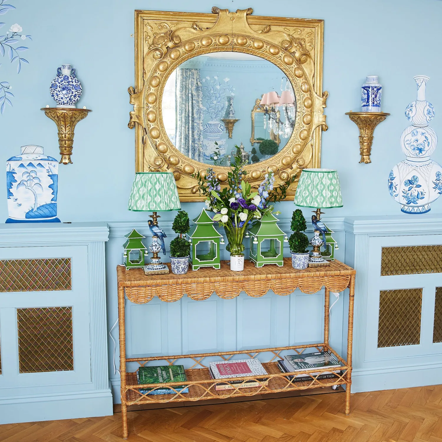 Mrs. Alice Madeleine Rattan Scalloped Console Table< Furniture | Furniture