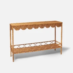 Mrs. Alice Madeleine Rattan Scalloped Console Table< Furniture | Furniture
