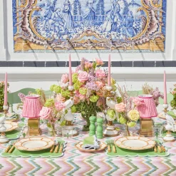 Mrs. Alice Magdalena Green & Pink Tablecloth< Summer Table Linen | Tablecloths