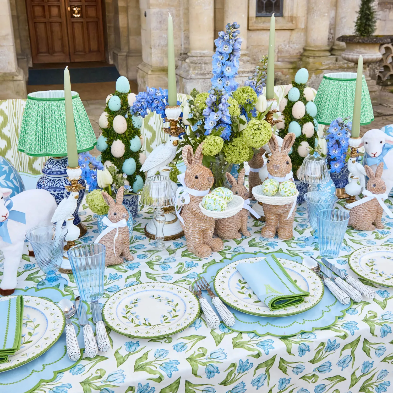 Mrs. Alice Mariana Blue & Green Napkins (Set of 4)< Summer Table Linen | Napkins