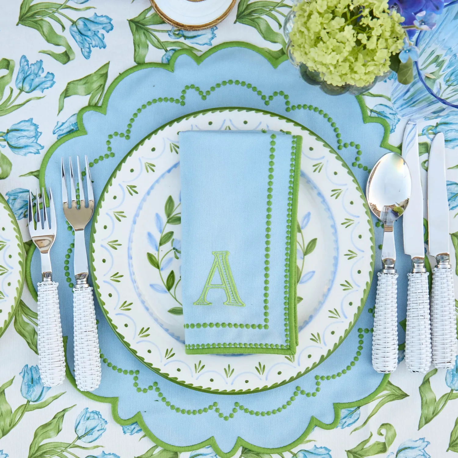 Mrs. Alice Mariana Blue & Green Napkins (Set of 4)< Summer Table Linen | Napkins