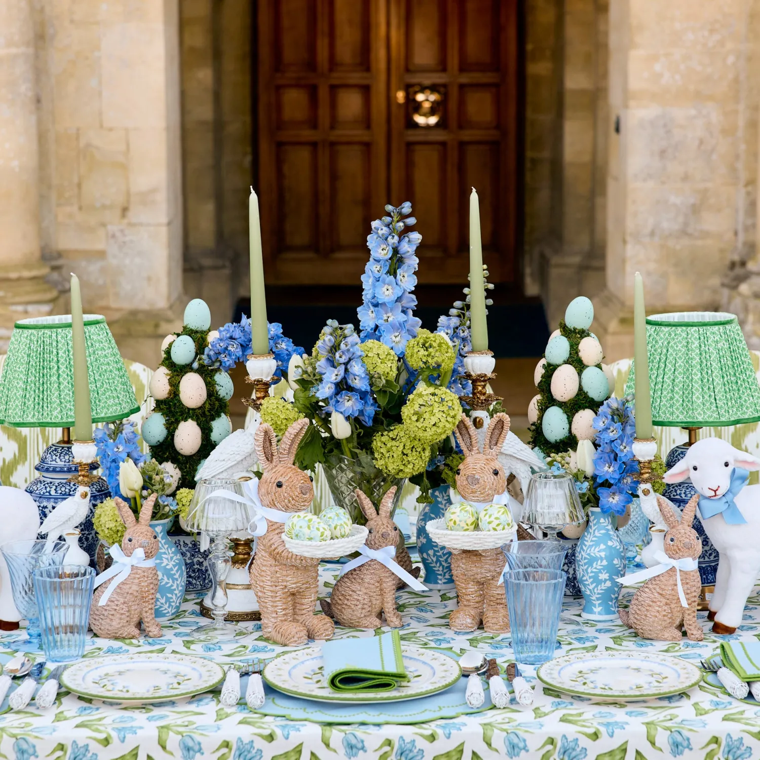 Mrs. Alice Mariana Blue & Green Napkins (Set of 4)< Summer Table Linen | Napkins