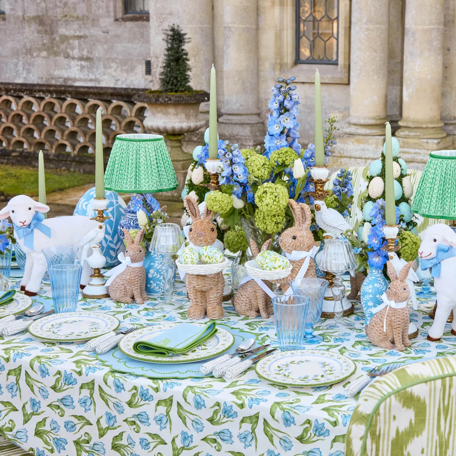Mrs. Alice Mariana Blue & Green Napkins (Set of 4)< Summer Table Linen | Napkins