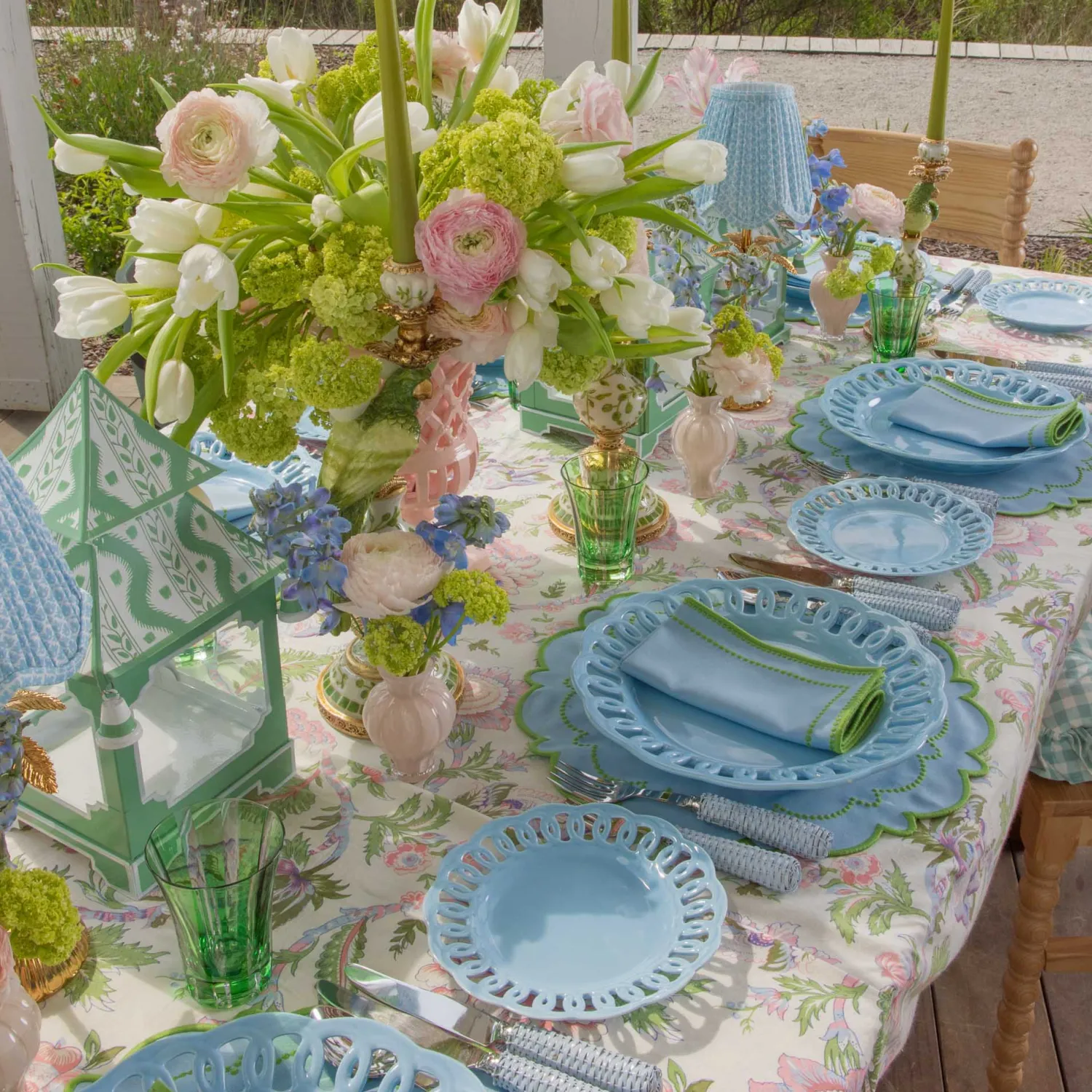 Mrs. Alice Mariana Blue & Green Napkins (Set of 4)< Summer Table Linen | Napkins