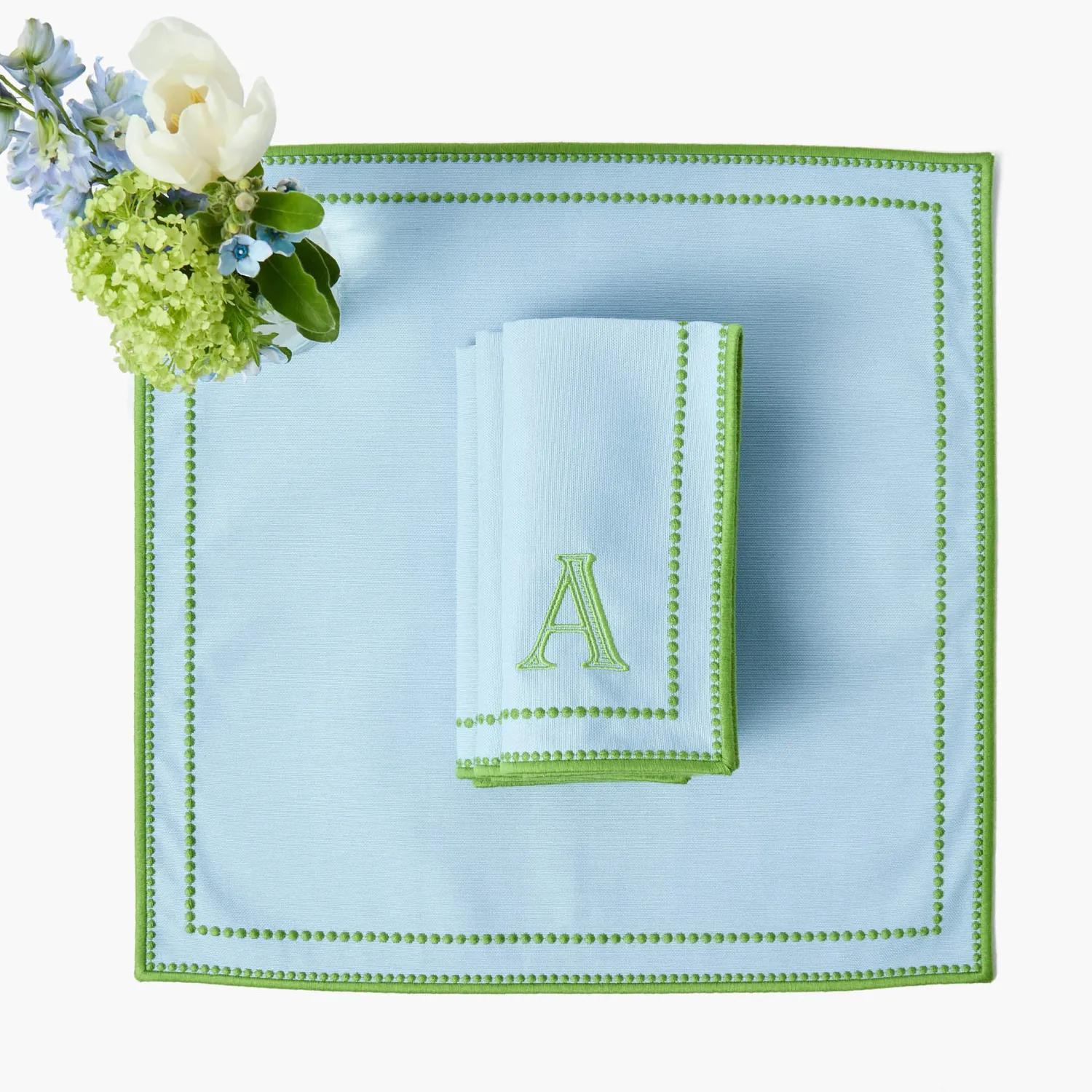 Mrs. Alice Mariana Blue & Green Napkins (Set of 4)< Summer Table Linen | Napkins