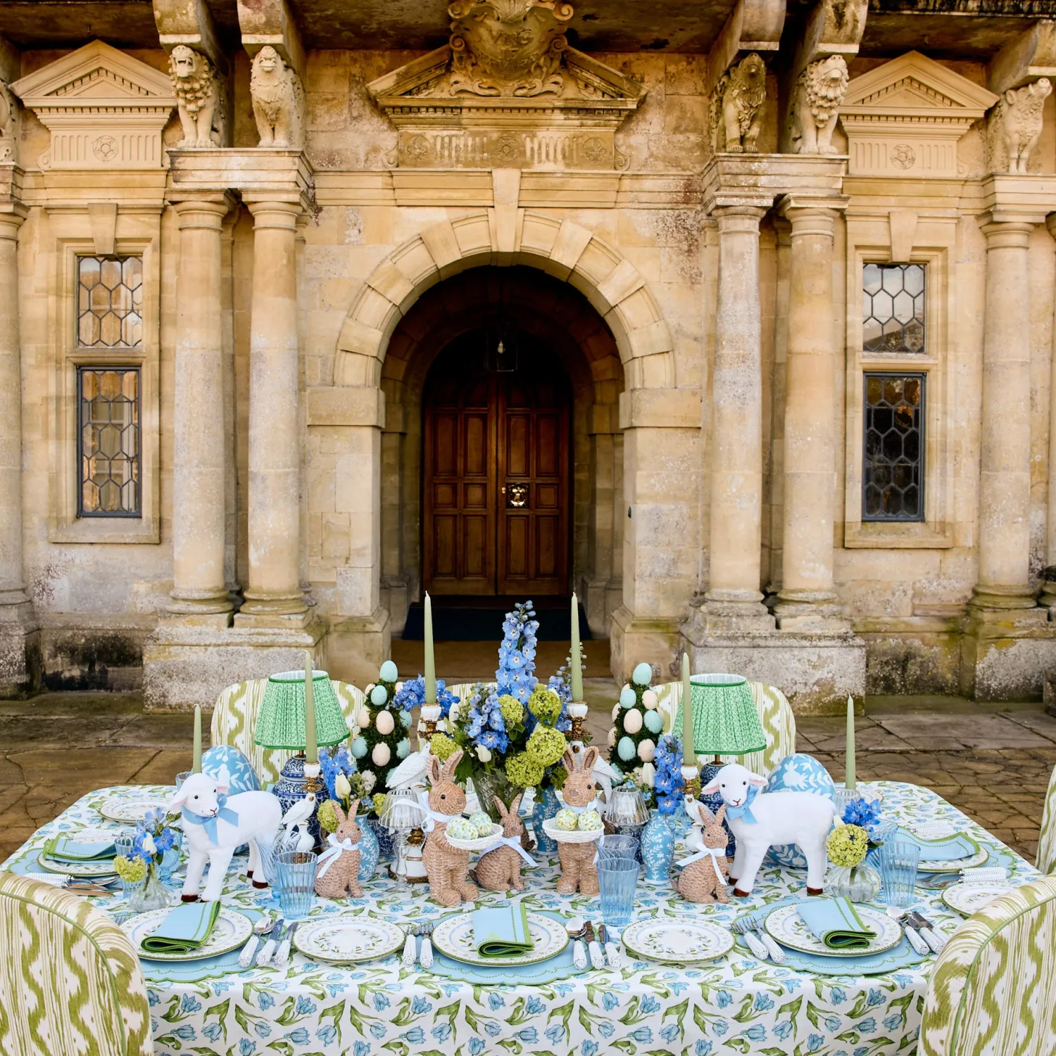 Mrs. Alice Mariana Blue & Green Napkins (Set of 4)< Summer Table Linen | Napkins