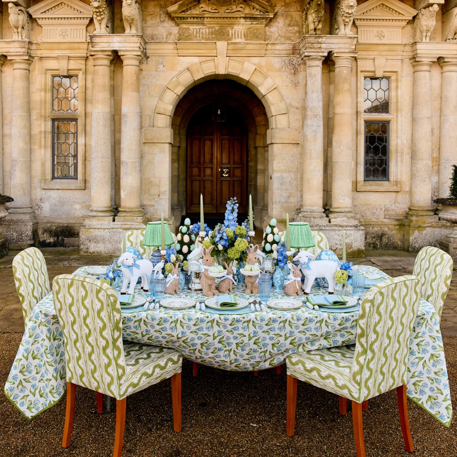 Mrs. Alice Mariana Blue & Green Placemats & Napkins (Set of 4)< Summer Table Linen | Table Linen Sets