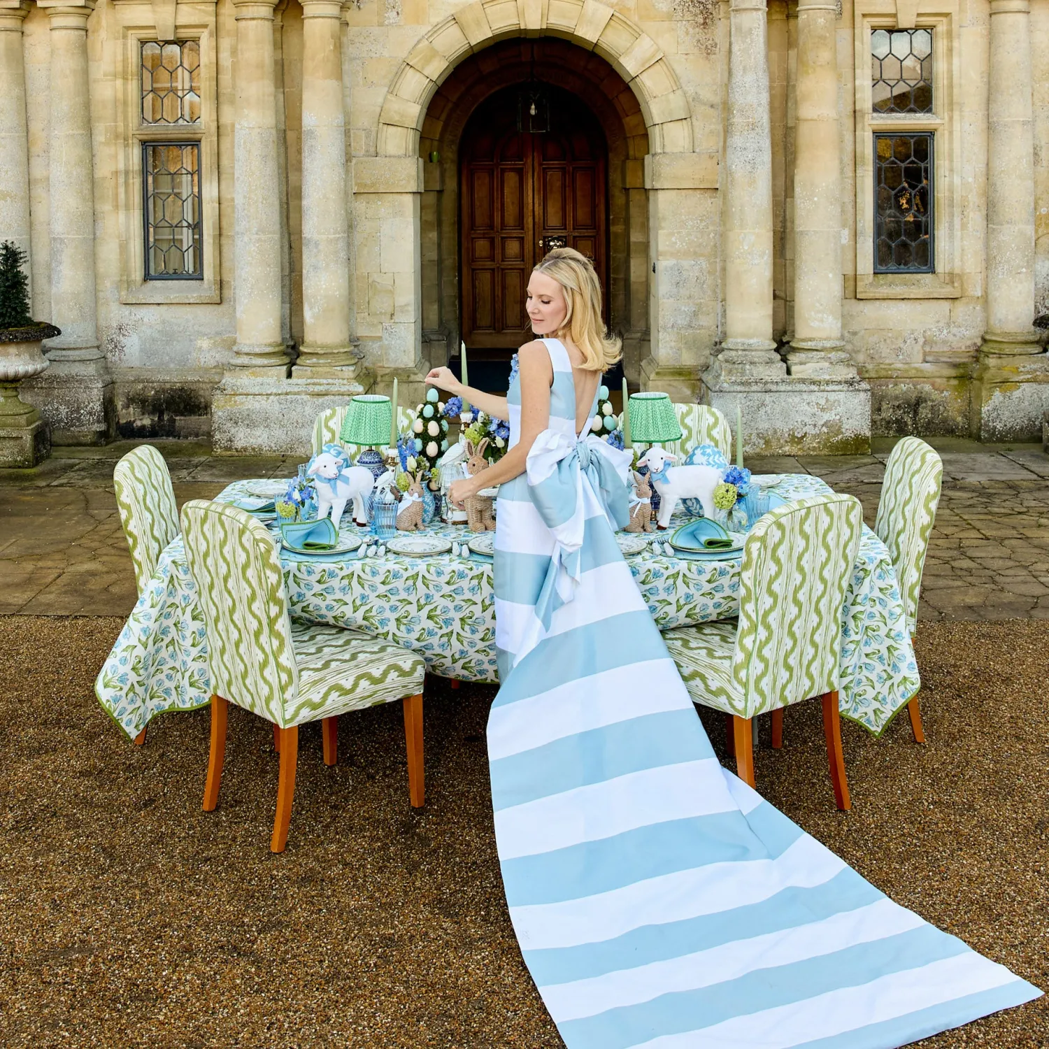 Mrs. Alice Mariana Blue & Green Placemats & Napkins (Set of 4)< Summer Table Linen | Table Linen Sets