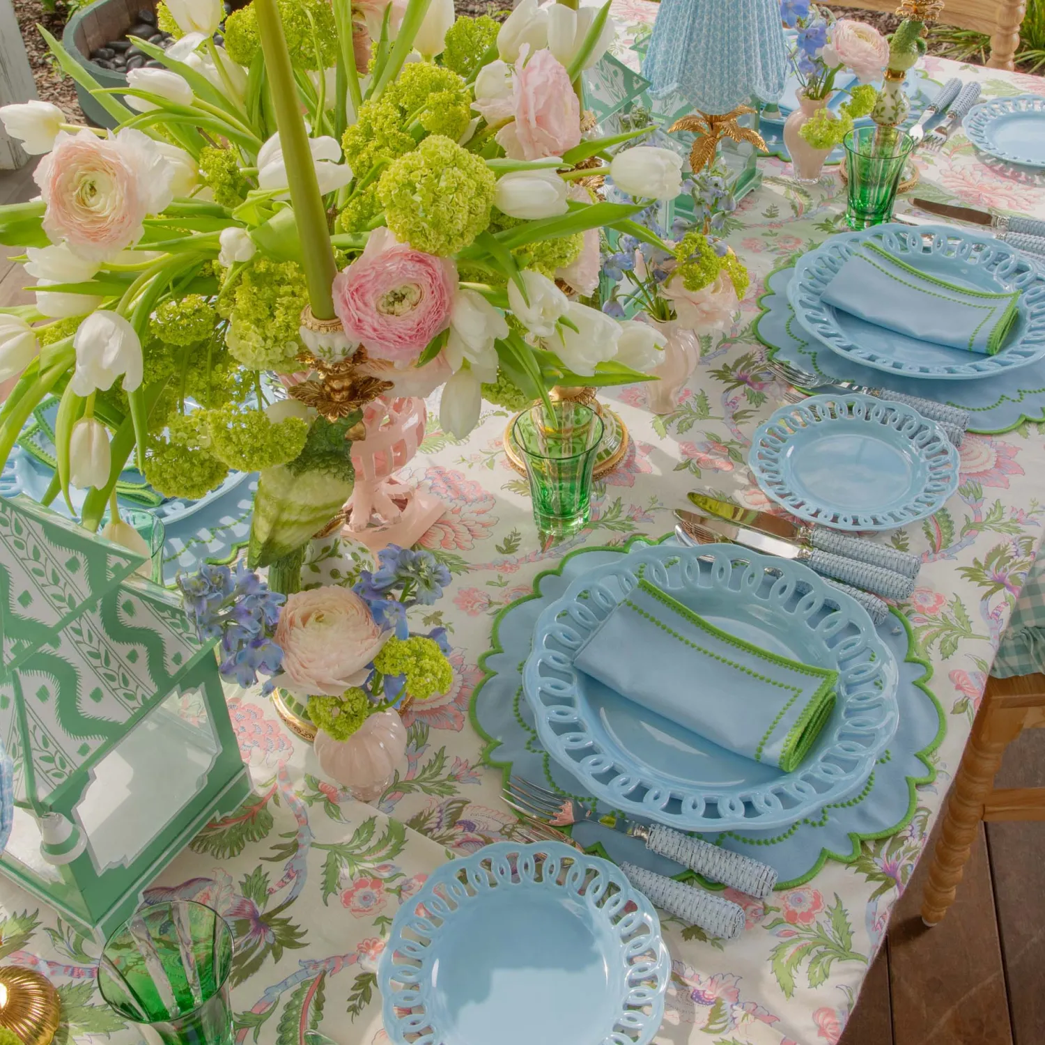 Mrs. Alice Mariana Blue & Green Placemats & Napkins (Set of 4)< Summer Table Linen | Table Linen Sets