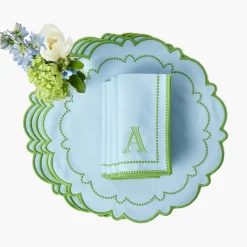 Mrs. Alice Mariana Blue & Green Placemats & Napkins (Set of 4)< Summer Table Linen | Table Linen Sets
