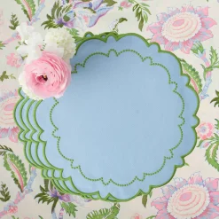 Mrs. Alice Mariana Blue & Green Placemats & Napkins (Set of 4)< Summer Table Linen | Table Linen Sets