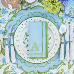 Mrs. Alice Mariana Blue & Green Placemats & Napkins (Set of 4)< Summer Table Linen | Table Linen Sets