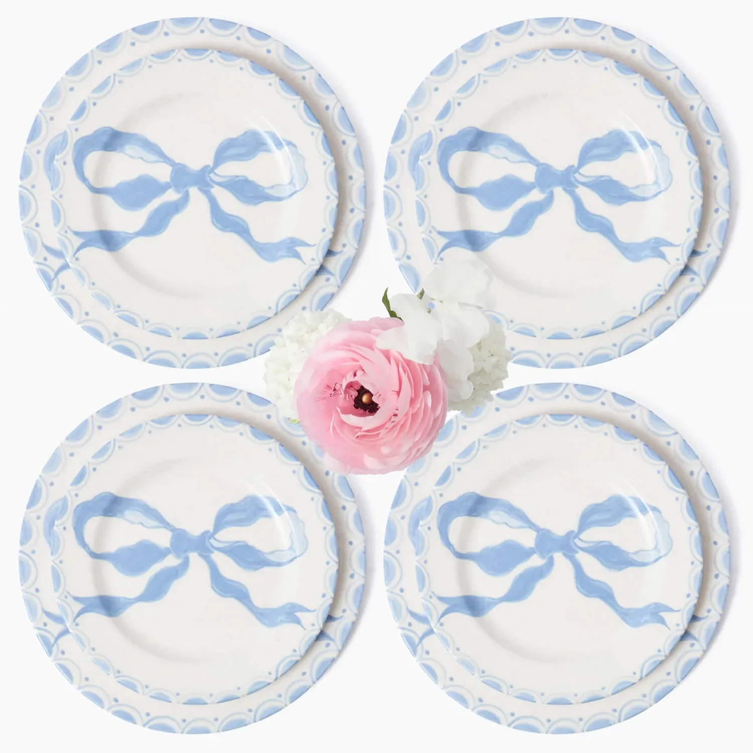 Mrs. Alice Marilyn Blue Bow Dinner & Starter Plates (Set of 8)< Summer Crockery | Crockery Sets