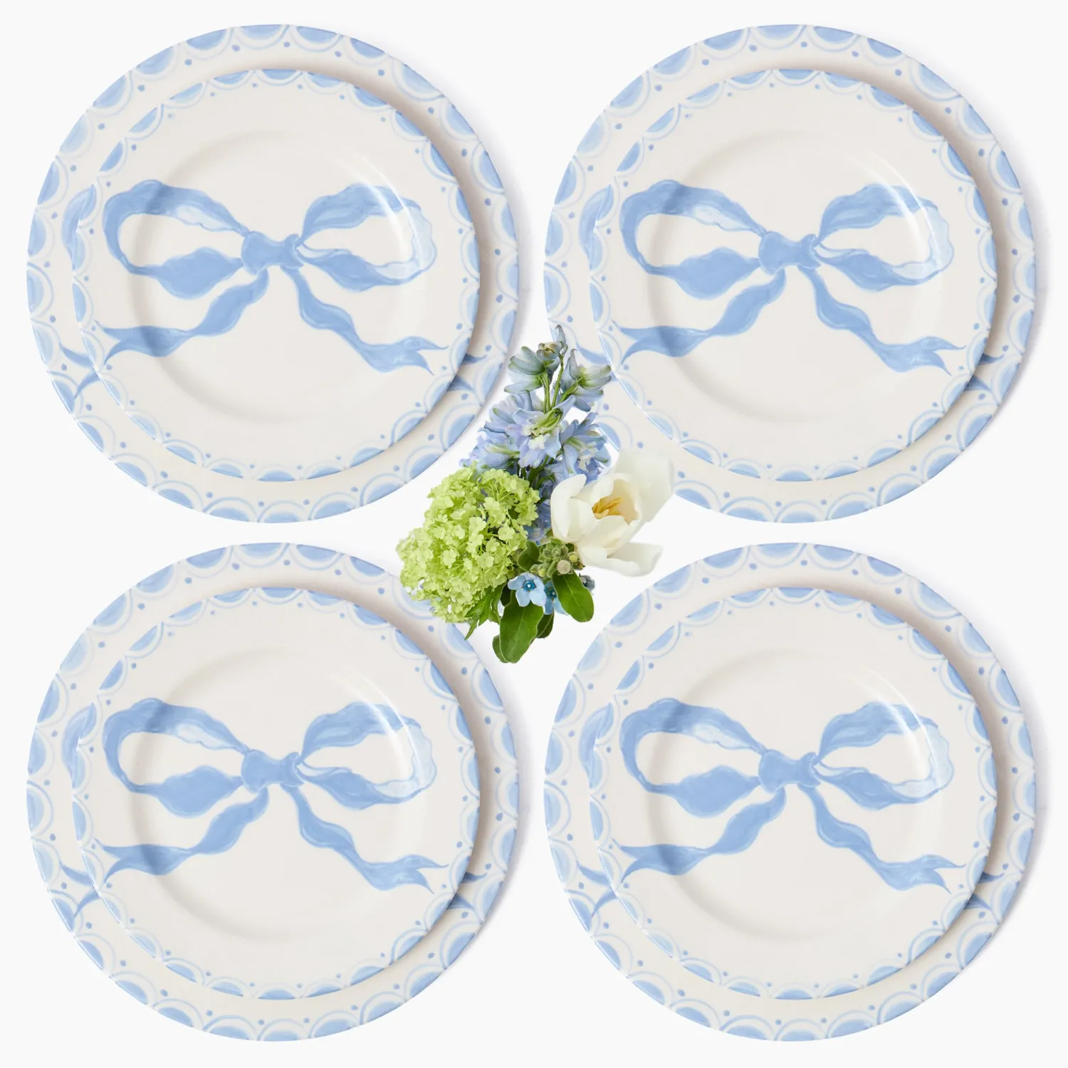 Mrs. Alice Marilyn Blue Bow Dinner & Starter Plates (Set of 8)< Summer Crockery | Crockery Sets