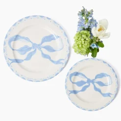 Mrs. Alice Marilyn Blue Bow Starter Plate< Summer Crockery | Starter Plates