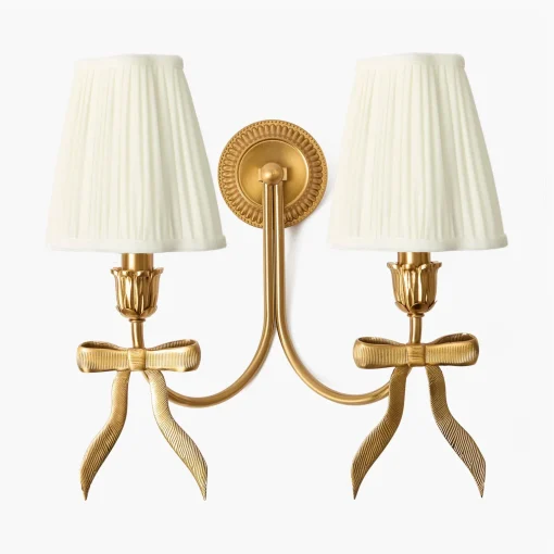 Mrs. Alice Marilyn Bow Rechargeable Double Wall Light with Cream Shades (14cm)< Rechargeable Table Lamps | Wall Lighting