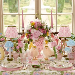 Mrs. Alice Marilyn Bow Rechargeable Lamp with Pink & Green Ikat Shade (18cm)< Rechargeable Table Lamps