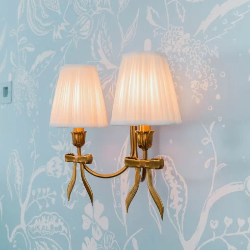 Mrs. Alice Marilyn Bow Rechargeable Double Wall Light with Cream Shades (14cm)< Rechargeable Table Lamps | Wall Lighting