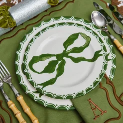 Mrs. Alice Marilyn Forest Green Bow Starter Plates (Set of 4)< Starter Plates | Crockery Sets