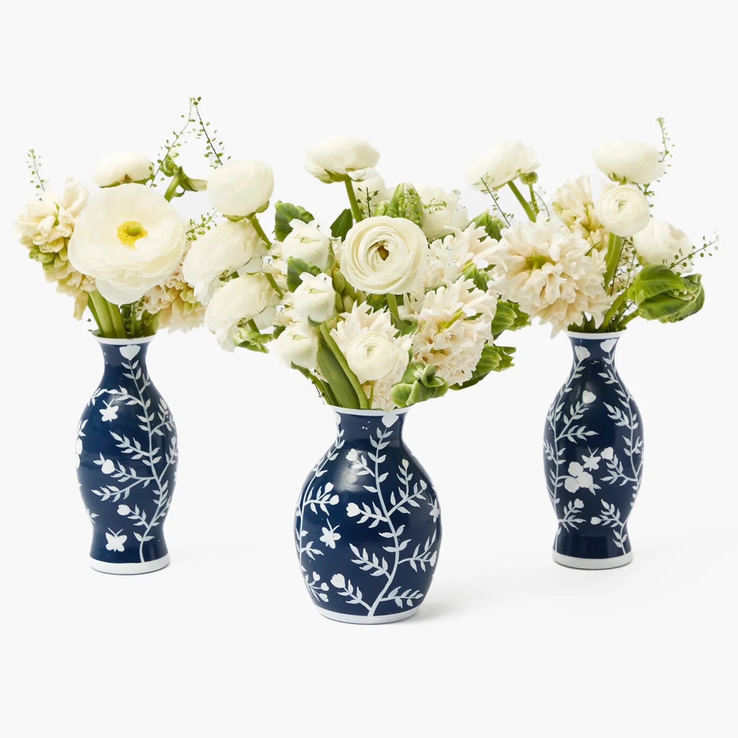 Mrs. Alice Midnight Blue Hand Painted Tole Bud Vases (Set of 3)< Vases | Vases & Planters