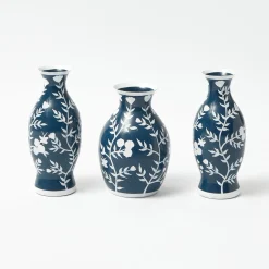 Mrs. Alice Midnight Blue Hand Painted Tole Bud Vases (Set of 3)< Vases | Vases & Planters
