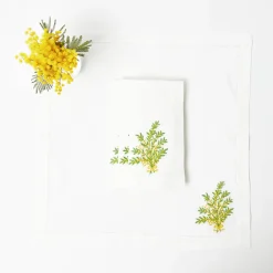 Mrs. Alice Mimosa White Linen Napkins (Set of 4)< Napkins