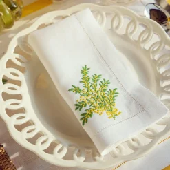 Mrs. Alice Mimosa White Linen Napkins (Set of 4)< Napkins