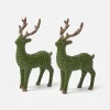Mrs. Alice Mini Forest Green Rattan Reindeer (Pair) - 20cm< Christmas Decorations