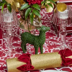 Mrs. Alice Mini Forest Green Rattan Reindeer (Pair) - 20cm< Christmas Decorations