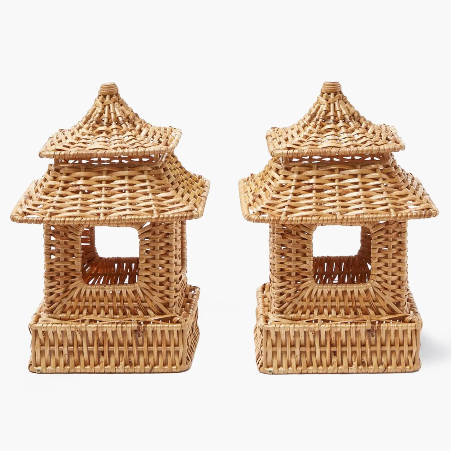 Mrs. Alice Mini Rattan Pagoda Lanterns (Pair)< Year-round Decorations | Spring Decorations