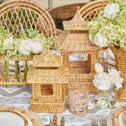 Mrs. Alice Mini Rattan Pagoda Lanterns (Pair)< Year-round Decorations | Spring Decorations