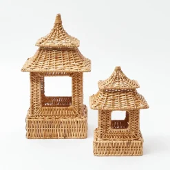 Mrs. Alice Mini Rattan Pagoda Lanterns (Pair)< Year-round Decorations | Spring Decorations