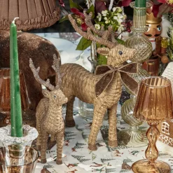 Mrs. Alice Mini Rattan Reindeer (Pair) - 20cm< Christmas Decorations