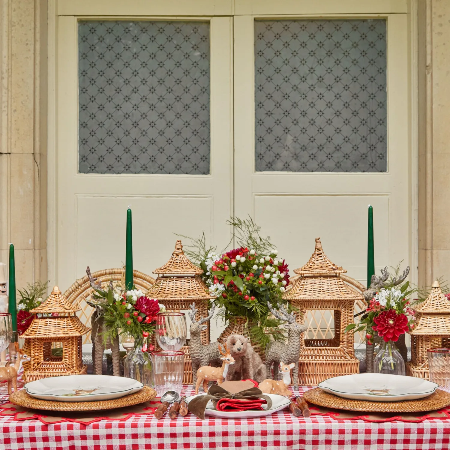 Mrs. Alice Mini Rattan Reindeer (Pair) - 20cm< Christmas Decorations