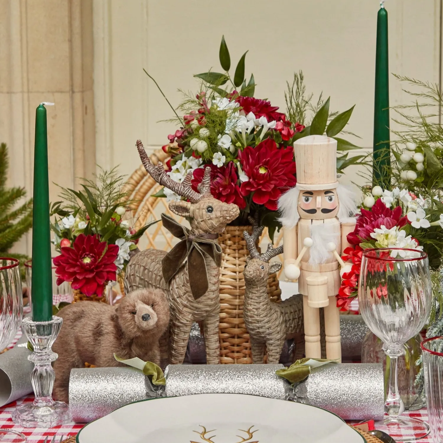 Mrs. Alice Mini Rattan Reindeer (Pair) - 20cm< Christmas Decorations