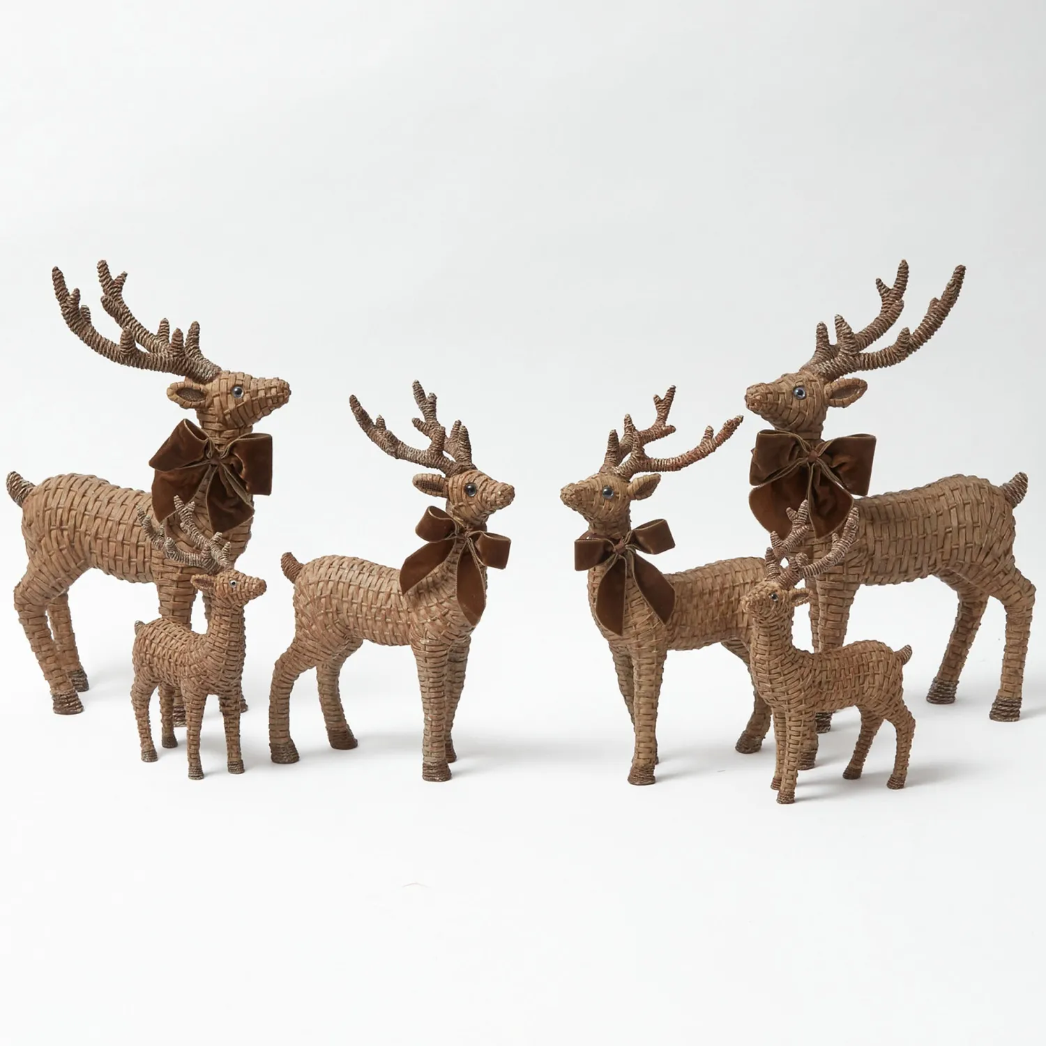 Mrs. Alice Mini Rattan Reindeer (Pair) - 20cm< Christmas Decorations