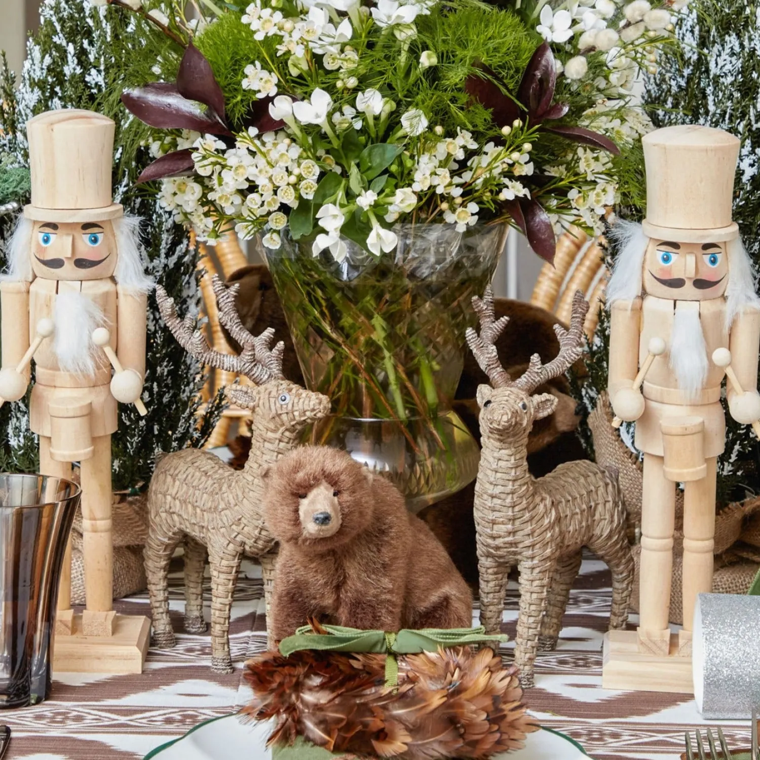 Mrs. Alice Mini Rattan Reindeer (Pair) - 20cm< Christmas Decorations