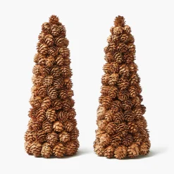 Mrs. Alice Natural Pinecone Tree (Pair)< Christmas Decorations