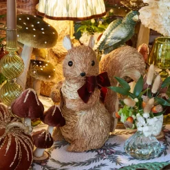 Mrs. Alice Natural Ribboned Squirrel (Pair)< Autumn Decorations