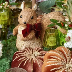 Mrs. Alice Natural Ribboned Squirrel (Pair)< Autumn Decorations