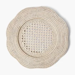Mrs. Alice Natural Scalloped Rattan Charger Plates (Set of 4)< Placemats | For Her