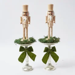 Mrs. Alice Natural Wood Nutcracker (Pair)< Christmas Decorations
