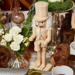 Mrs. Alice Natural Wood Nutcracker (Pair)< Christmas Decorations