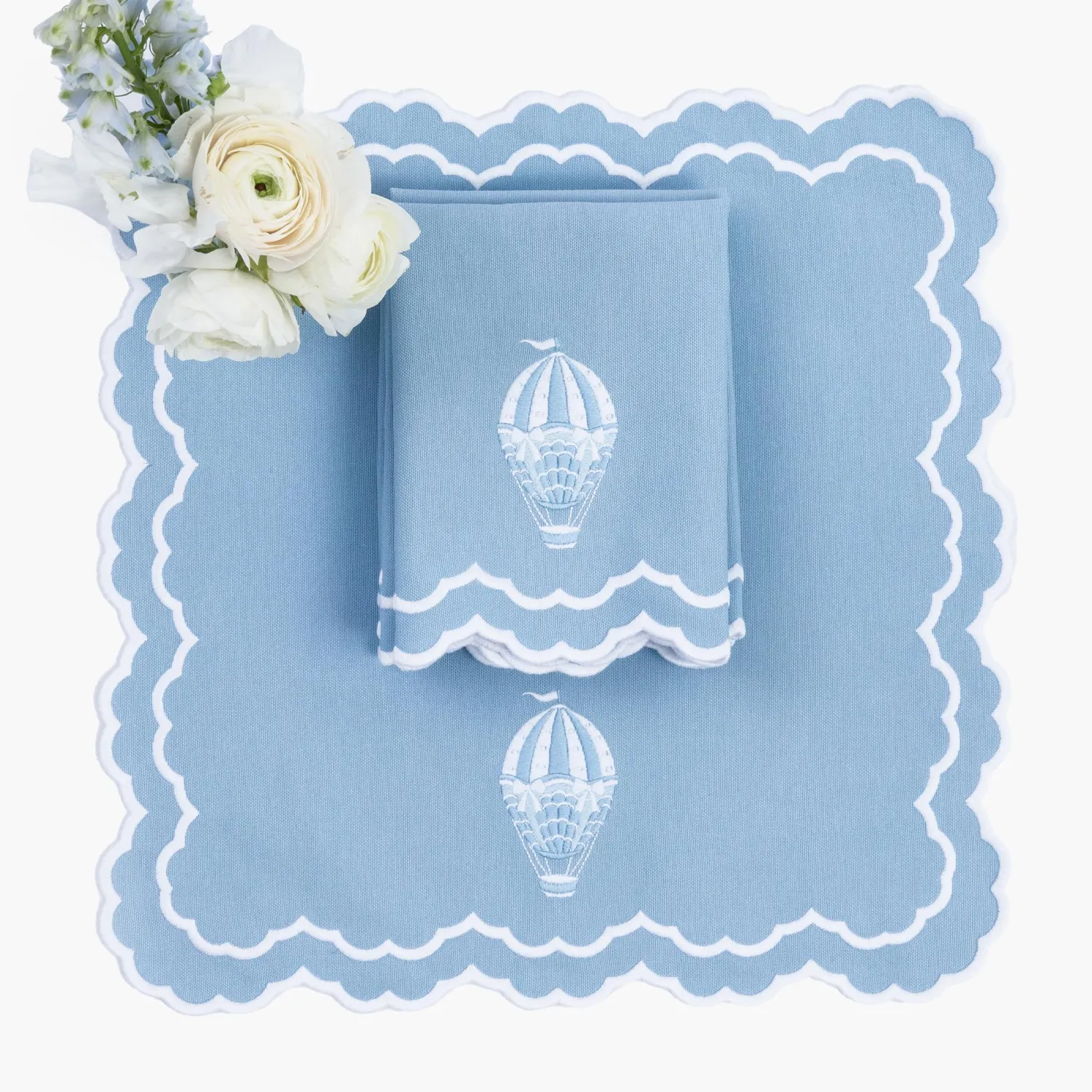 Mrs. Alice Nikki Hot Air Balloon Blue Napkins (Set of 4)< Napkins