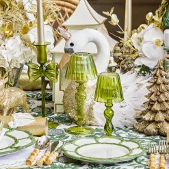 Mrs. Alice Olive Glass Lantern Tea Light Holder (Pair) - 24 cm< Summer Glassware | Summer Candleware