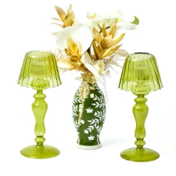 Mrs. Alice Olive Glass Lantern Tea Light Holder Set< Summer Glassware | Summer Candleware