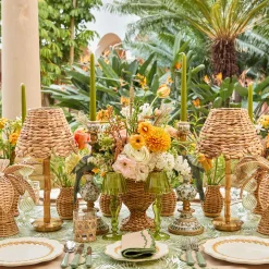 Mrs. Alice Olive Glass Lantern Tea Light Holder (Pair) - 24 cm< Summer Glassware | Summer Candleware